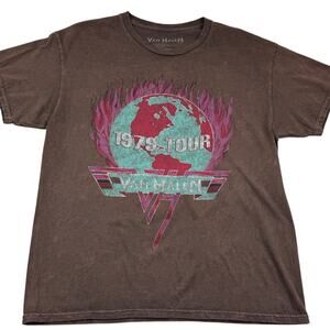 Van Halen Distressed Band Logo Concert Short Sleeve T-Shirt Men's Size Large